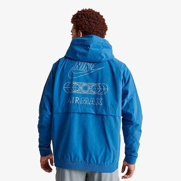 Nike Sportswear Air Max Woven Jacket Large L Blue Black Lined Logos FN0243-457 - Picture 9 of 16